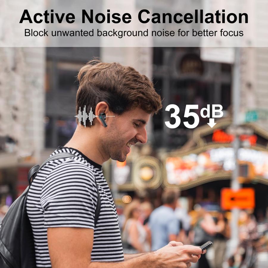 2022セール HomeSpot True Wireless Earbuds， Active Noise Cancellation Bluetooth 5.3 TWS with 4 ENC mic， Charging Case with Battery Level Indication， Low Latency 3