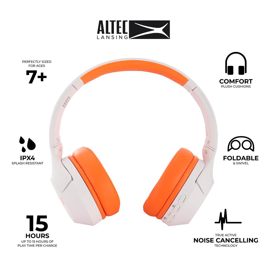 売れ筋格安 Altec Lansing Kid Safe Noise Cancelling Wireless Headphones 15H Battery， 85dB Volume Limit， Foldable Design Powerful Sound， Active Noise Cancellation