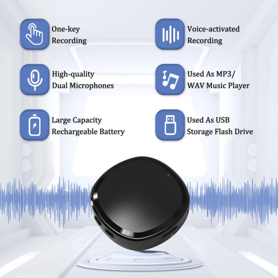 販売の値下げ 64GB Digital Voice Recorder with Playback， Voice Activated Recorder with MP3 Player Speaker and 800 Hours Recording Storage Time， Magnetic Audio Recor
