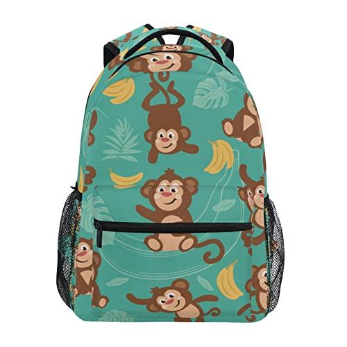 Acpiggt0 Backpack Green M0nkey Cute Banana Tr0pical Leaves Daypack Sh0ulder Bag f0r Travel Hiking Sp0rts Gym Casual Camping