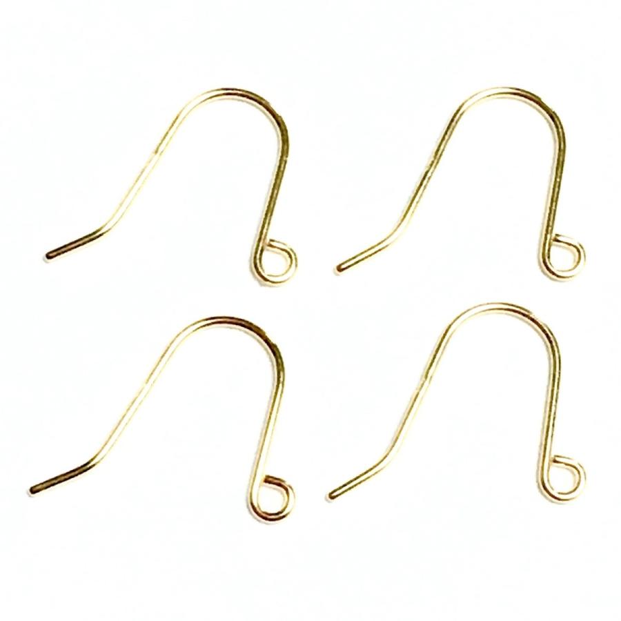 【Rvaru】K18ピアス金具 K18YG １ペア×２ フックピアス 18金イエローゴールド アレルギー対応 ヒッカケ つりばり ワイヤー パーツ アメリカン キャッチ付き