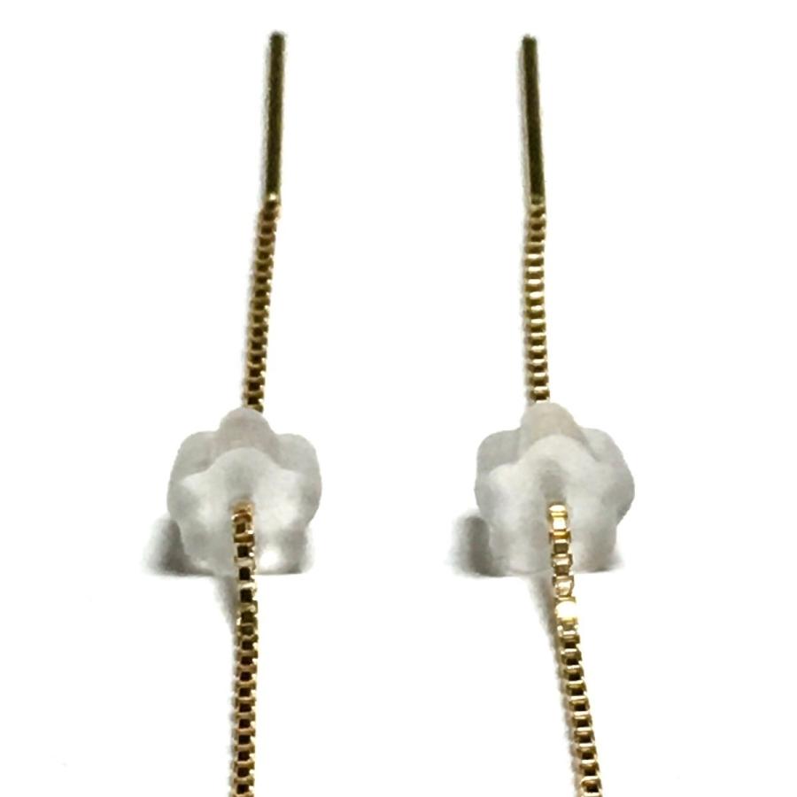 【Rvaru】 K14GF オニキス ピアス イヤリング ブラック 64面 8mm ロングアメリカンピアス 14KGF 14金ゴールドフィルド ロングチェーンピアス 誕生石 天然石の画像