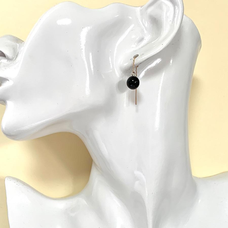 【Rtav】特価 K18 オニキス 8mm ラウンド アメリカンピアス Rtav】特価 K18 オニキス 8mm ラウンド アメリカンピアス Rvaru