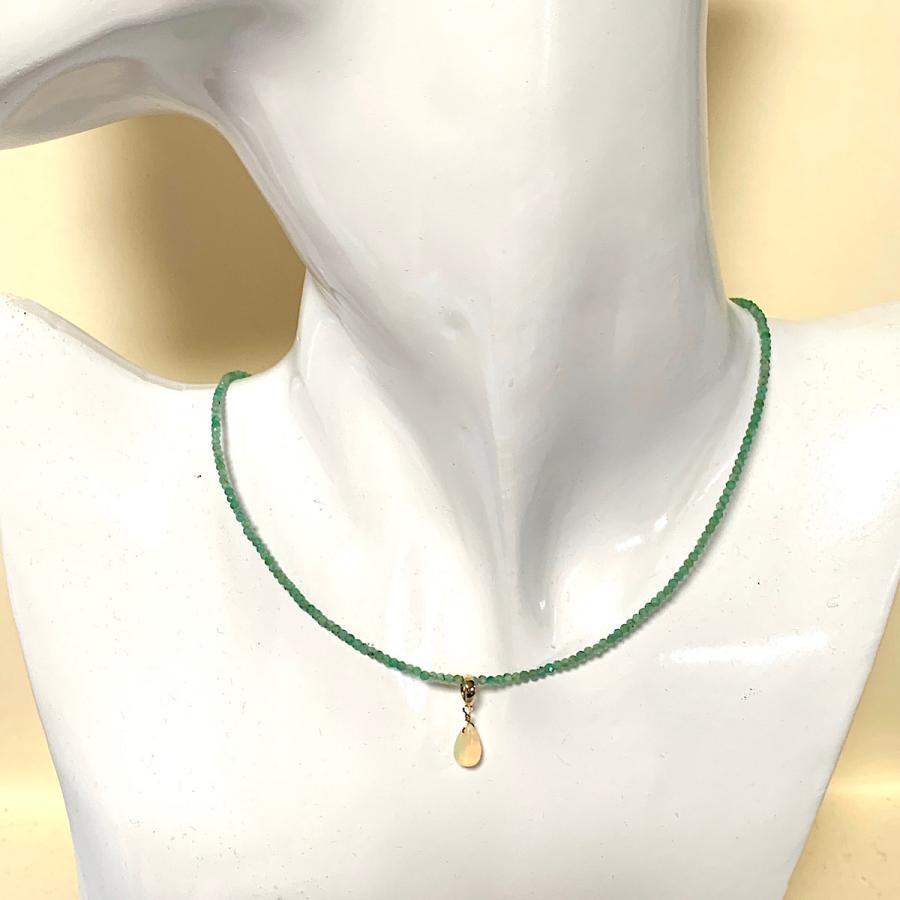 【Rvaru】K18ネックレス プレシャス オパール トップ エメラルド ネックレス K18YG 18金イエローゴールド ペンダントトップ付きネックレス 誕生石 天然石_3