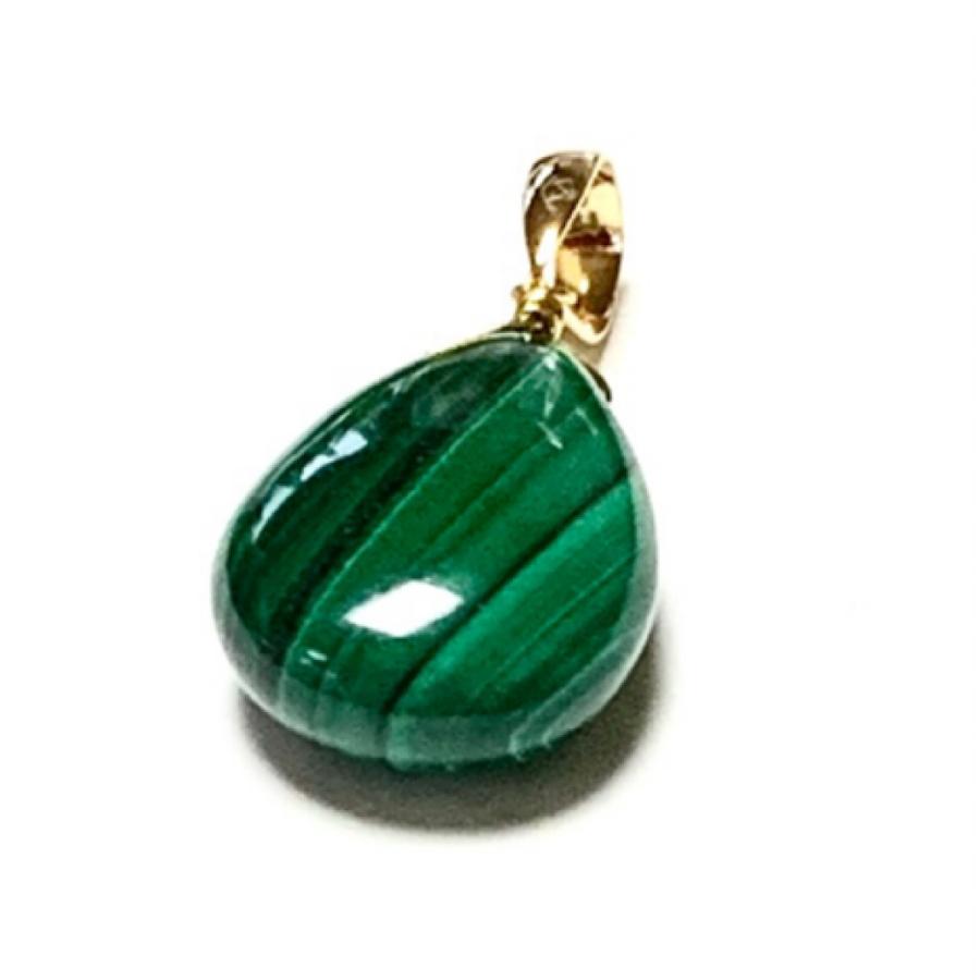 きーこ様　k18ネックレストップ マラカイト　孔雀石　２個 Rvaru】K18トップ マラカイト (M) 14×10mm ドロップ ペンダントトップ