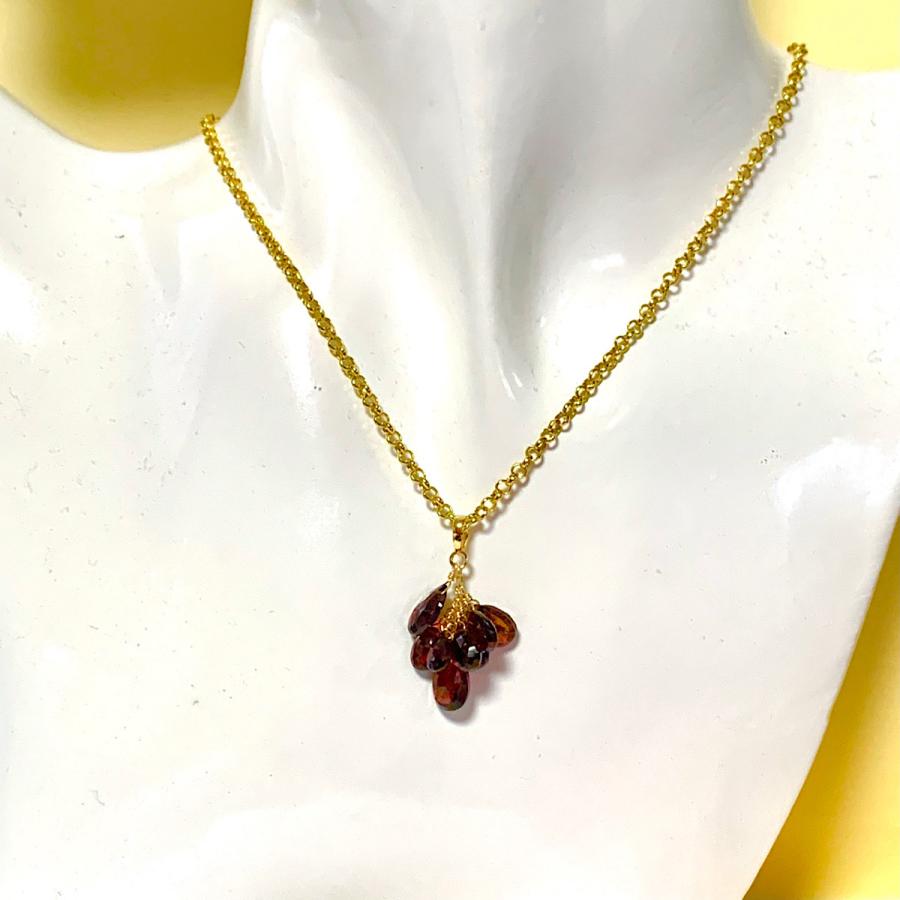 K18 YG ガーネットネックレストップ