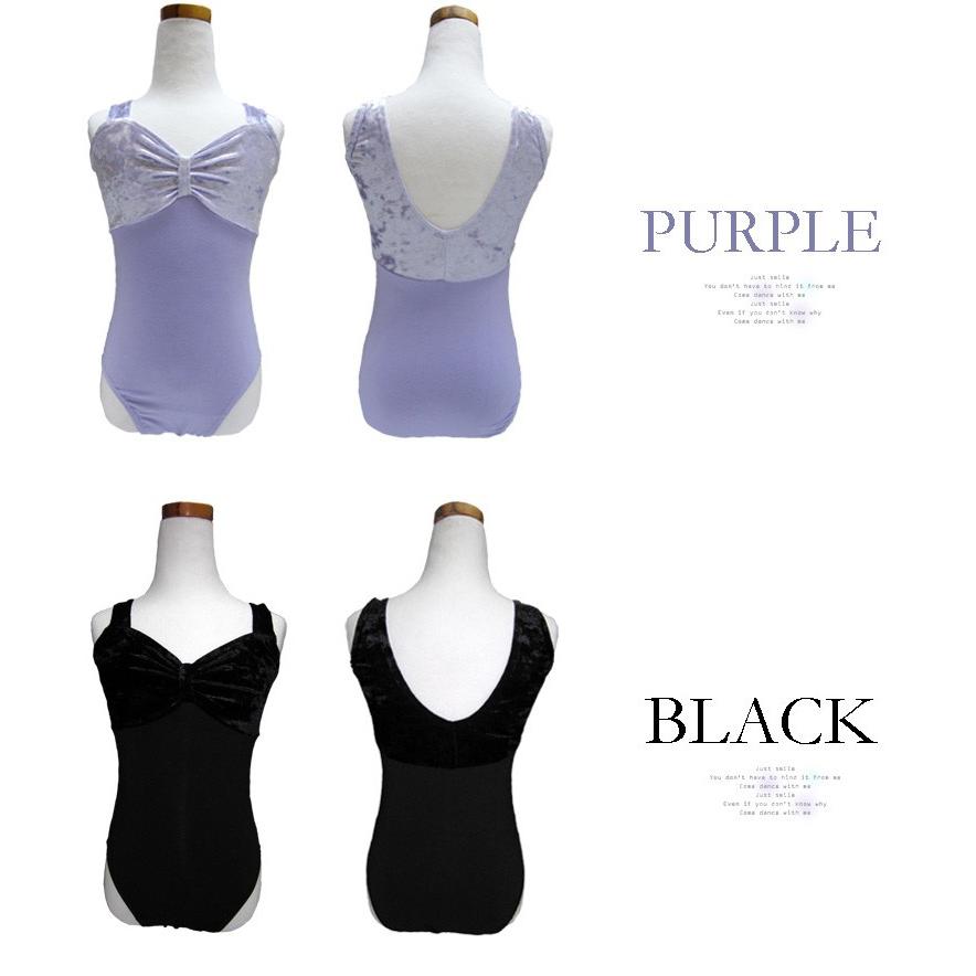 【アウトレットセール/SALE】バレエ レオタード 子供 スカートなし ブルー 黒ブラック 新体操 発表会 衣装 レッスン着 【ルミナス ベロア】 |  | 02