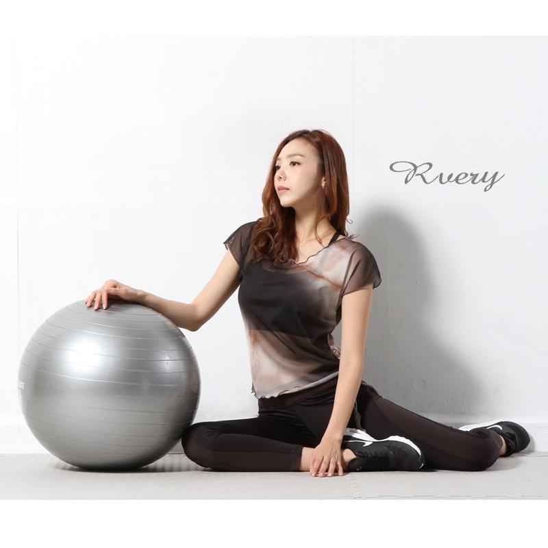 ヨガウェア レディース バレエトップス【レイヤード メッシュTシャツ】M0639 フィットネス ピラティス ホットヨガ 半袖 おしゃれ ブランド シースルー |  | 10