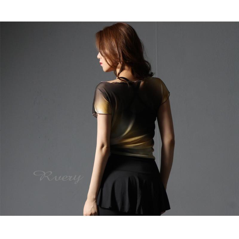 ヨガウェア レディース バレエトップス【レイヤード メッシュTシャツ】M0639 フィットネス ピラティス ホットヨガ 半袖 おしゃれ ブランド シースルー |  | 05