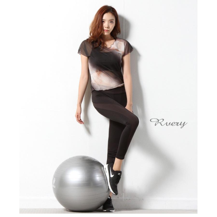 ヨガウェア レディース バレエトップス【レイヤード メッシュTシャツ】M0639 フィットネス ピラティス ホットヨガ 半袖 おしゃれ ブランド シースルー |  | 07