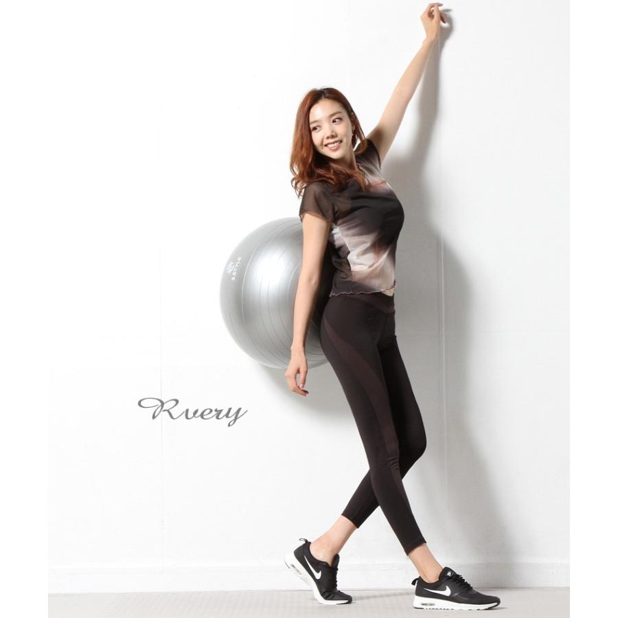 ヨガウェア レディース バレエトップス【レイヤード メッシュTシャツ】M0639 フィットネス ピラティス ホットヨガ 半袖 おしゃれ ブランド シースルー |  | 08