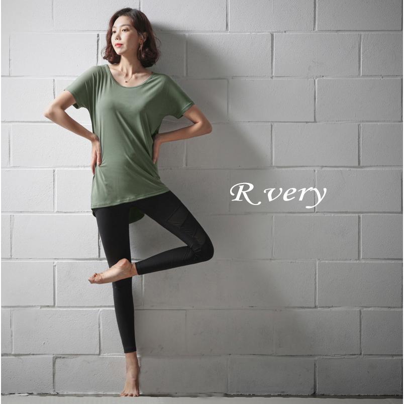 ヨガ ヨガウェア トップス ロング丈 レディース【バックオープンベーシックTシャツ】E2368 体型カバー フィットネスウェア スポーツウェア ホットヨガ |  | 11