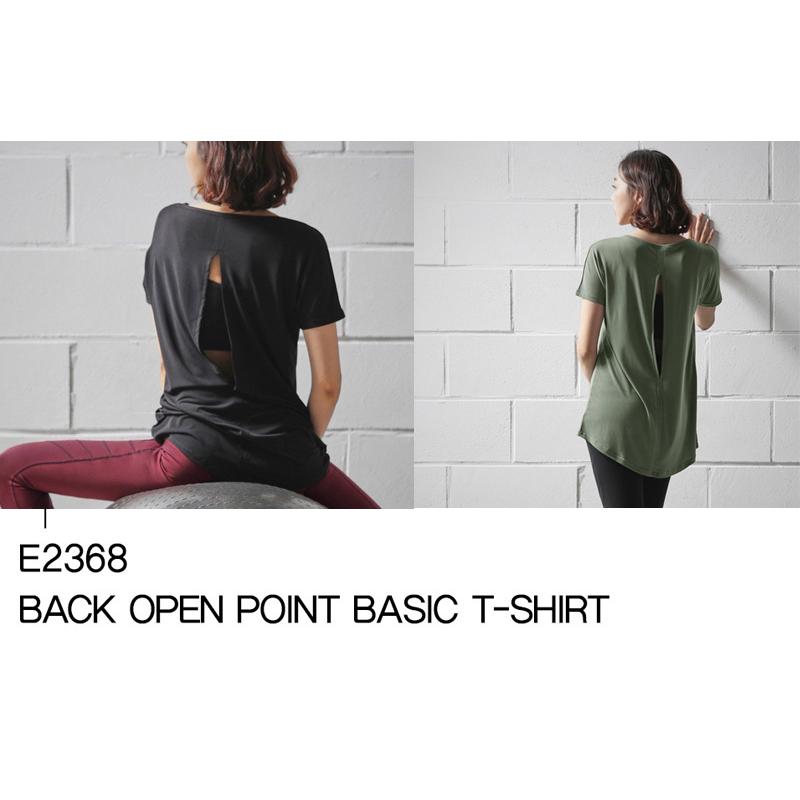ヨガ ヨガウェア トップス ロング丈 レディース【バックオープンベーシックTシャツ】E2368 体型カバー フィットネスウェア スポーツウェア ホットヨガ |  | 03