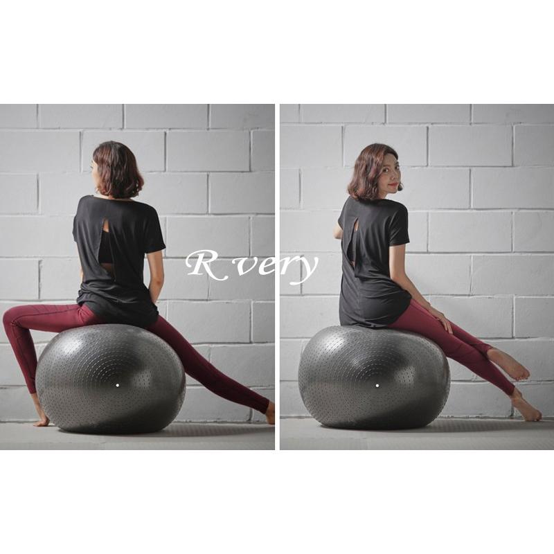 ヨガ ヨガウェア トップス ロング丈 レディース【バックオープンベーシックTシャツ】E2368 体型カバー フィットネスウェア スポーツウェア ホットヨガ |  | 06