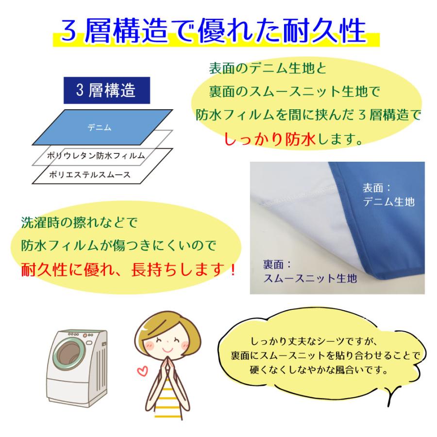 2枚組】防水シーツ シングル 介護 乾燥機対応 【耐久デニム 部分 2枚組】防水シーツ シングル 介護 乾燥機対応 【耐久デニム 部分