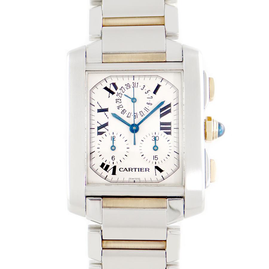 Cartier 電池交換済み カルティエ タンクフランセーズ LM クロノリ  
