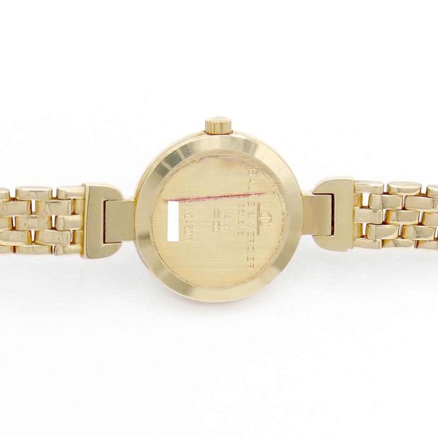 電池交換済 BAUME＆MERCIER ボーム&amp;メルシェ MV045011 純正ダイヤモンド 12Pダイヤ ダイヤベゼル ラグダイヤ 白 ホワイト K18YG イエローゴールド 金無垢 レディース クォーツ 【6ヶ月保証】【腕時計】【中古】 BAUME&MERCIER - 電池交換済 BAUME＆MERCIER ボーム&メルシェ 純正
