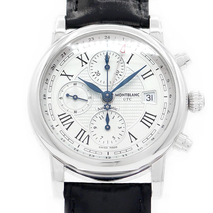 内部点検済 MONTBLANC モンブラン スター クロノグラフ UTC 107113 デイト 裏スケ シルバー SS ステンレス 純正尾錠 メンズ 自動巻き【6ヶ月保証】【腕時計】【中古】 MONTBLANC（モンブラン） 内部点検済 スター クロノグラフ UTC 107113