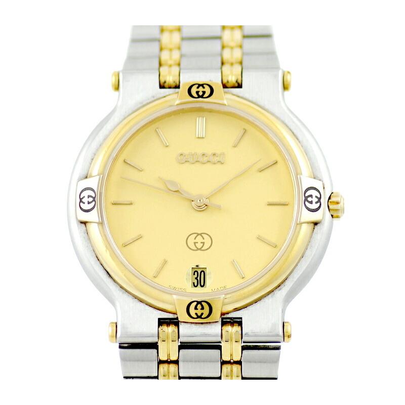 GUCCI 電池交換済 グッチ 9000M デイト 30m防水 アイボリー
