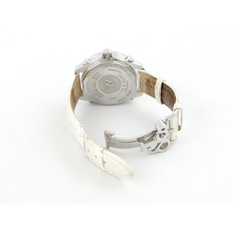 電池交換済 JACOB&Co. ジェイコブ ファイブタイムゾーン 40mm ダイヤモンドベゼル 白 ホワイトシェル SS ステンレス 純正尾錠 レディース ボーイズ メンズ 男女兼用 クォーツ 5タイム【6ヶ月保証】【腕時計】【中古】 ファイブタイムゾーン 電池交換済 JACOB&Co. ジェイコブ 40mm ダイヤ