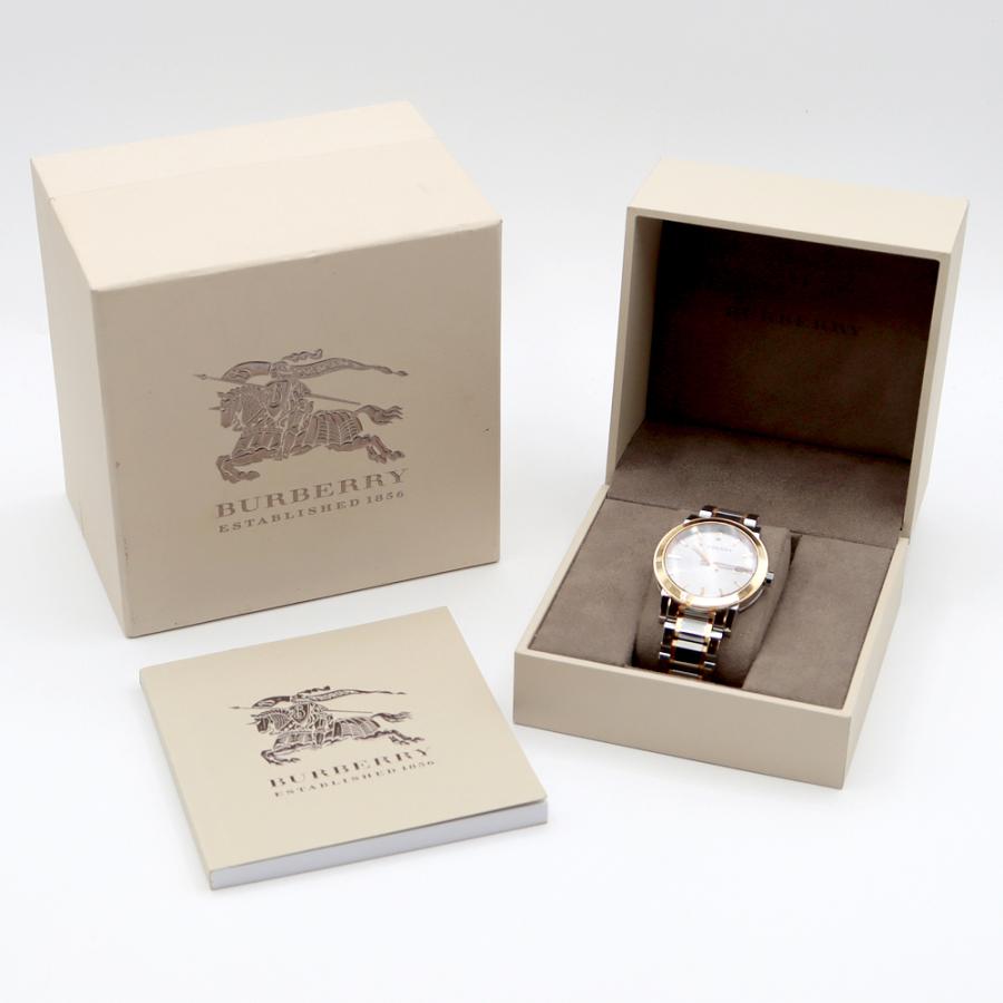 電池交換済 BURBERRY バーバリー BU9006 デイト シルバー PG ピンク 