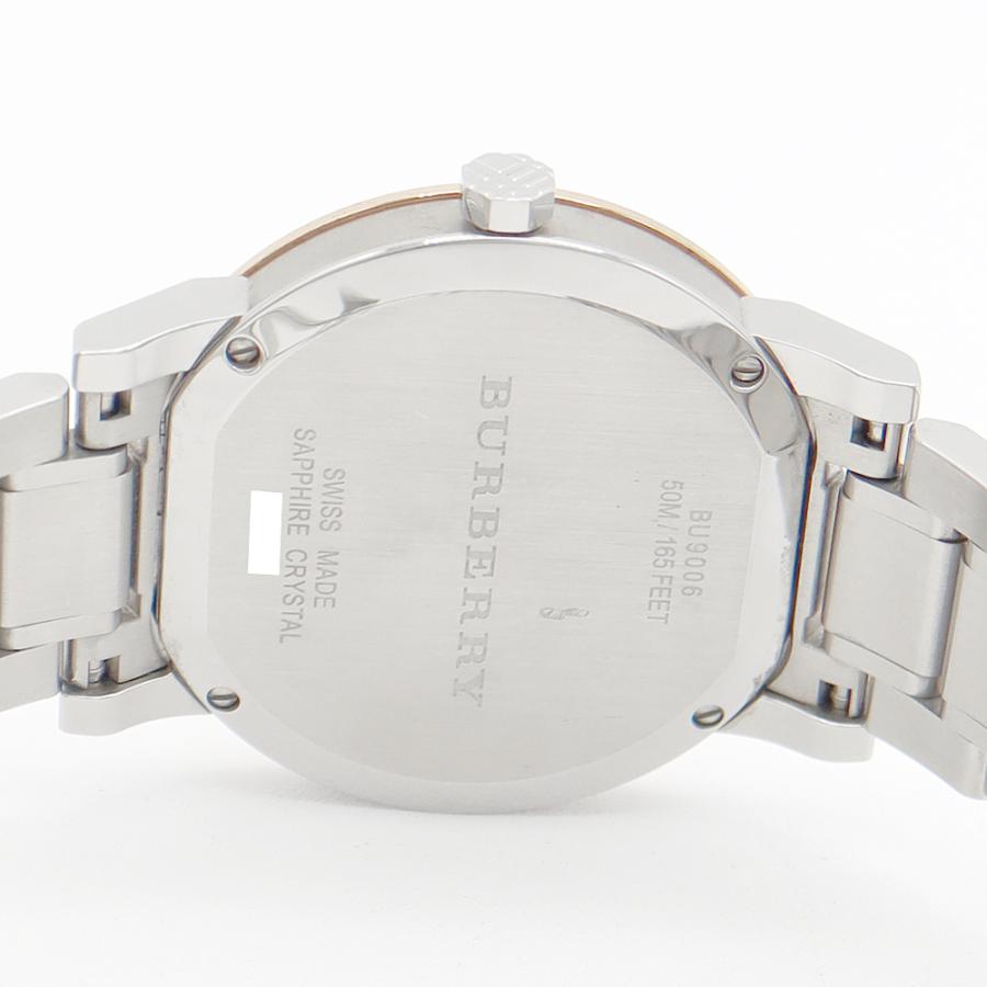 BURBERRY 電池交換済 バーバリー BU9006 デイト シルバー PG ピンク