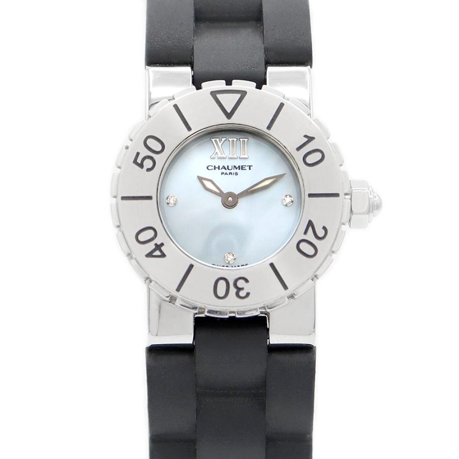 CHAUMET ショーメ クラスワン 3Pダイヤ 青 ブルーシェル SS ステンレス 