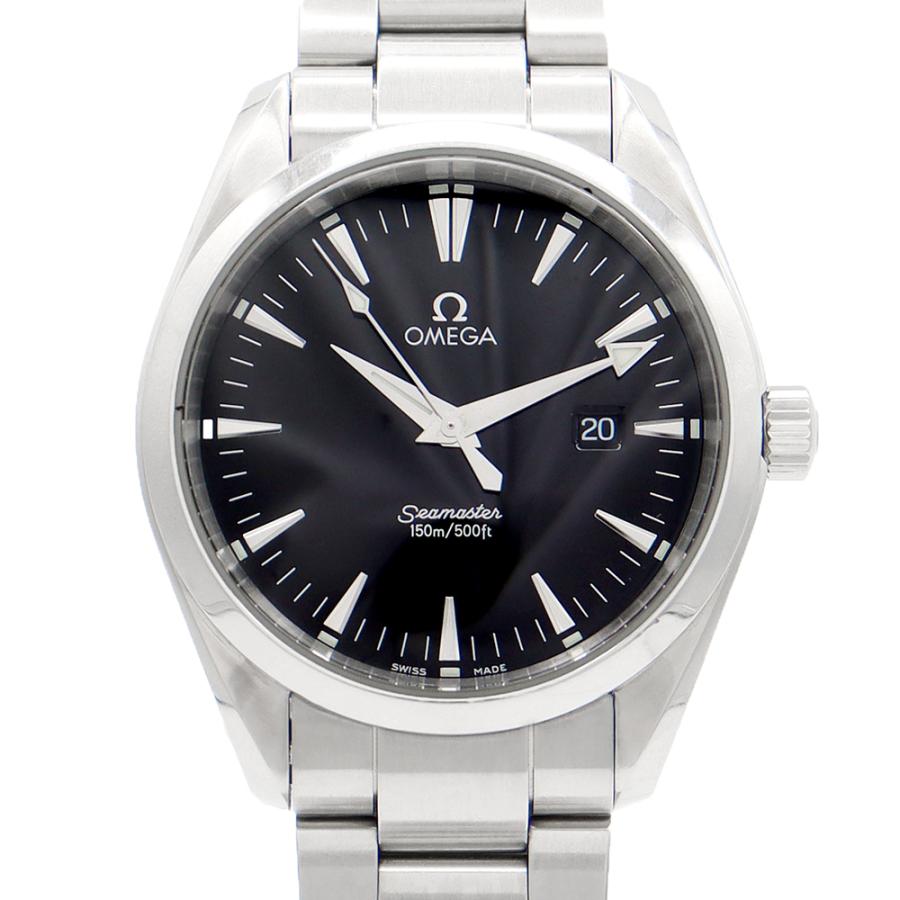 電池交換済 OMEGA オメガ シーマスター アクアテラ 251750 150m防水 デイト 黒 ブラック SS ステンレス メンズ クオーツ【6ヶ月保証】【腕時計】【中古】 OMEGA（オメガ） 電池交換済 シーマスター アクアテラ 251750 150m防水