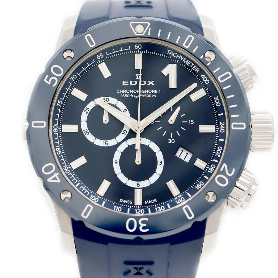 電池交換済 EDOX エドックス クロノオフショア1 クロノグラフ 10221 SS 