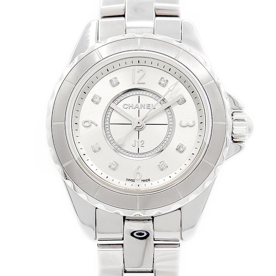 電池交換済 CHANEL シャネル J12 クロマティック 29 8Pダイヤ H3401 ダイヤモンド 50m防水 シルバー チタン セラミック レディース クォーツ【6ヶ月保証】【腕時計】【中古】 CHANEL（シャネル） 電池交換済 J12 クロマティック 29 8Pダイヤ H3401