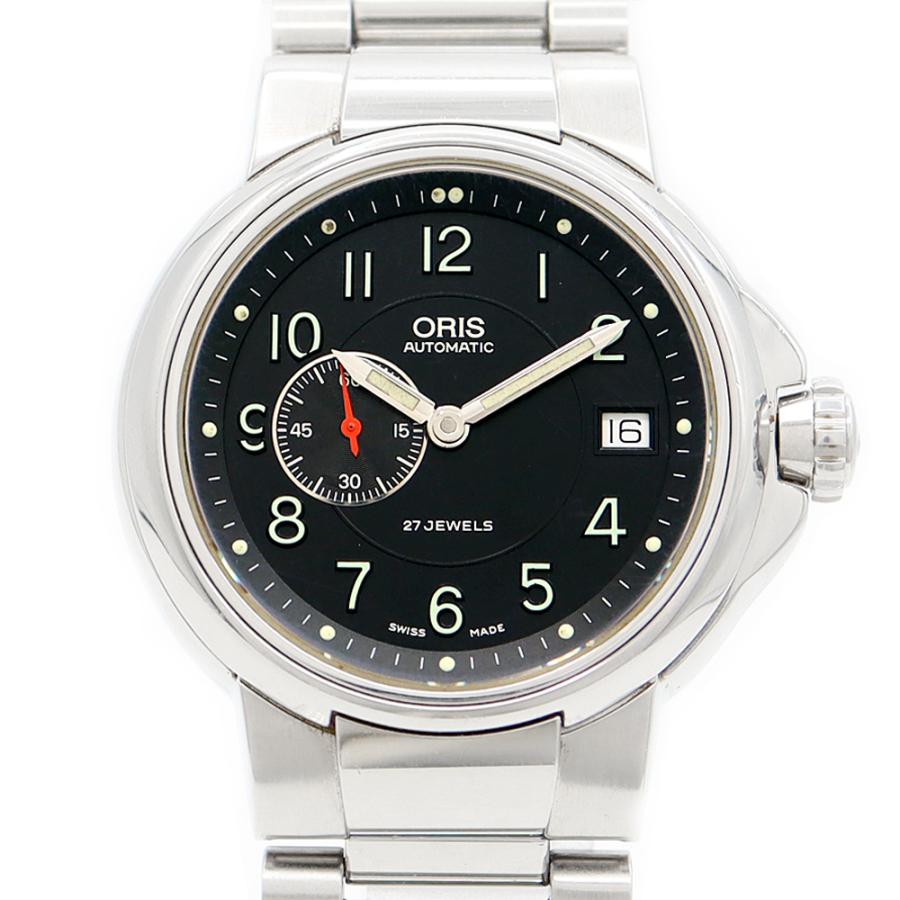 ORIS オリス 7496 デイト スモールセコンド 裏スケ 黒 ブラック SS ステンレス メンズ 自動巻き【6ヶ月保証】【腕時計】【中古】 ORIS（オリス） 7496 デイト スモールセコンド 裏スケ 黒 ブラック SS