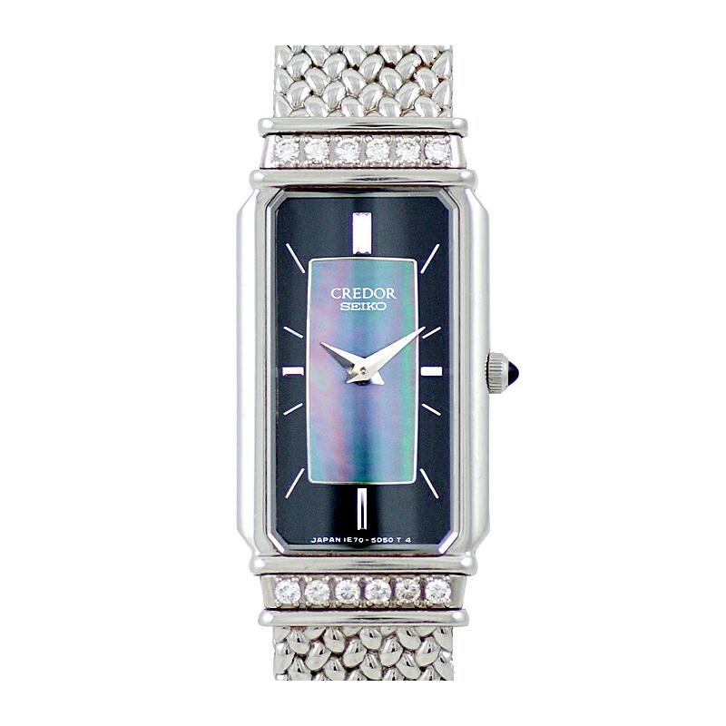 CREDOR 電池交換済 SEIKO セイコー クレドール 12Pダイヤモンド 1E70 