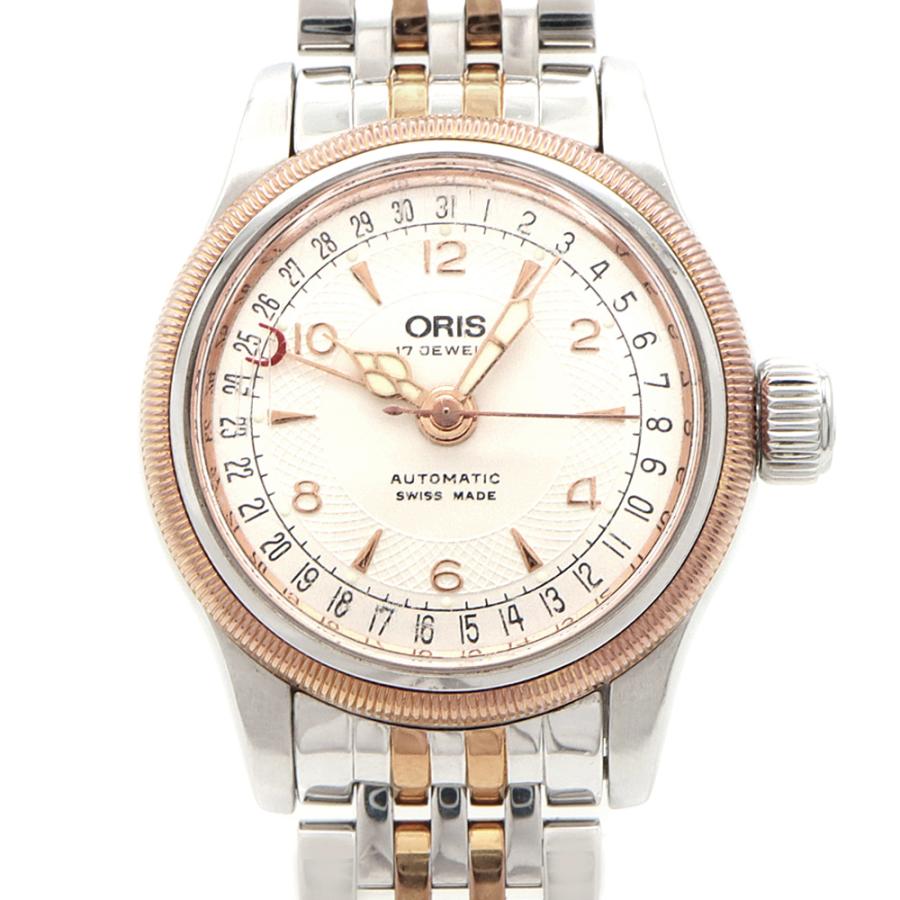 ORIS オリス ビッグクラウン ポインターデイト 7550 裏スケ デイト シルバー SS ステンレス PGP ピンクゴールド コンビ レディース 自動巻き【6ヶ月保証】【腕時計】【中古】 ORIS（オリス） ビッグクラウン ポインターデイト 7550 裏スケ デイト