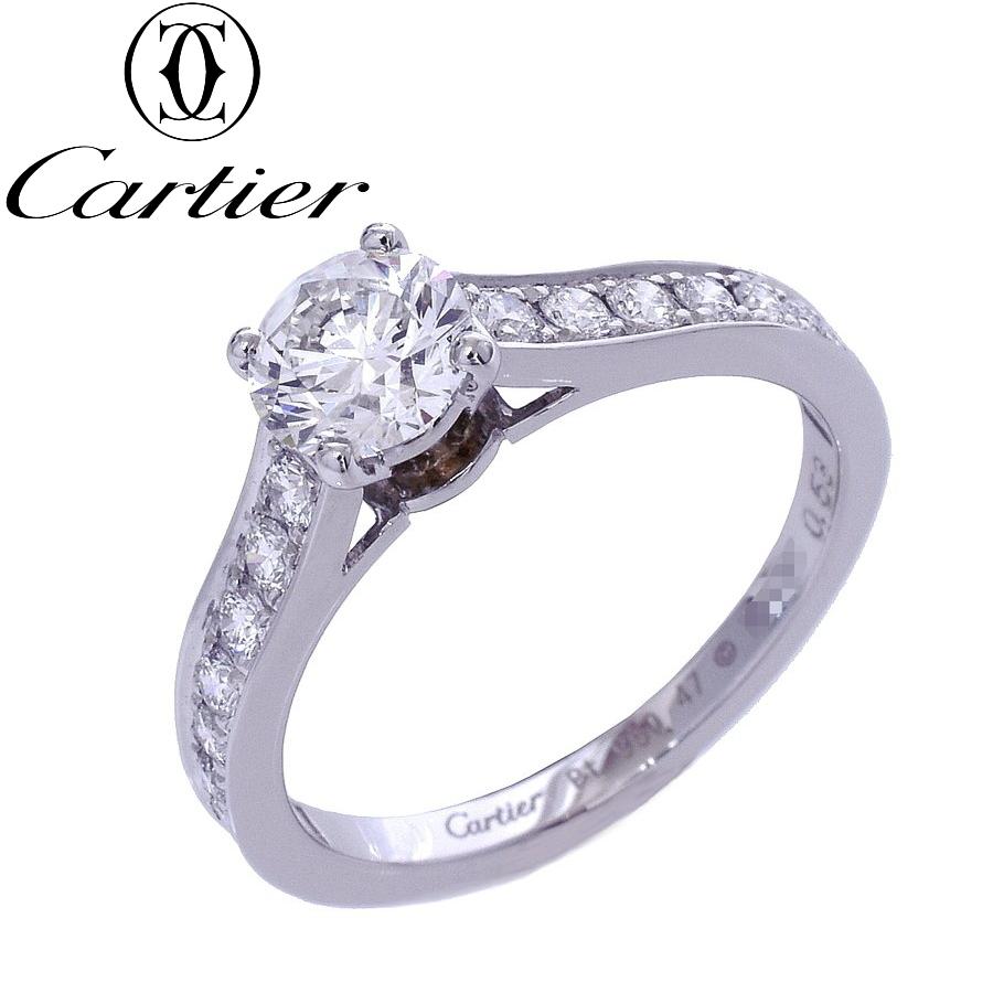 美品 Cartier PT950 58 リング CARTIER Cartier Wedding Band 1P Diamond Ring Size 8.5 Pt950