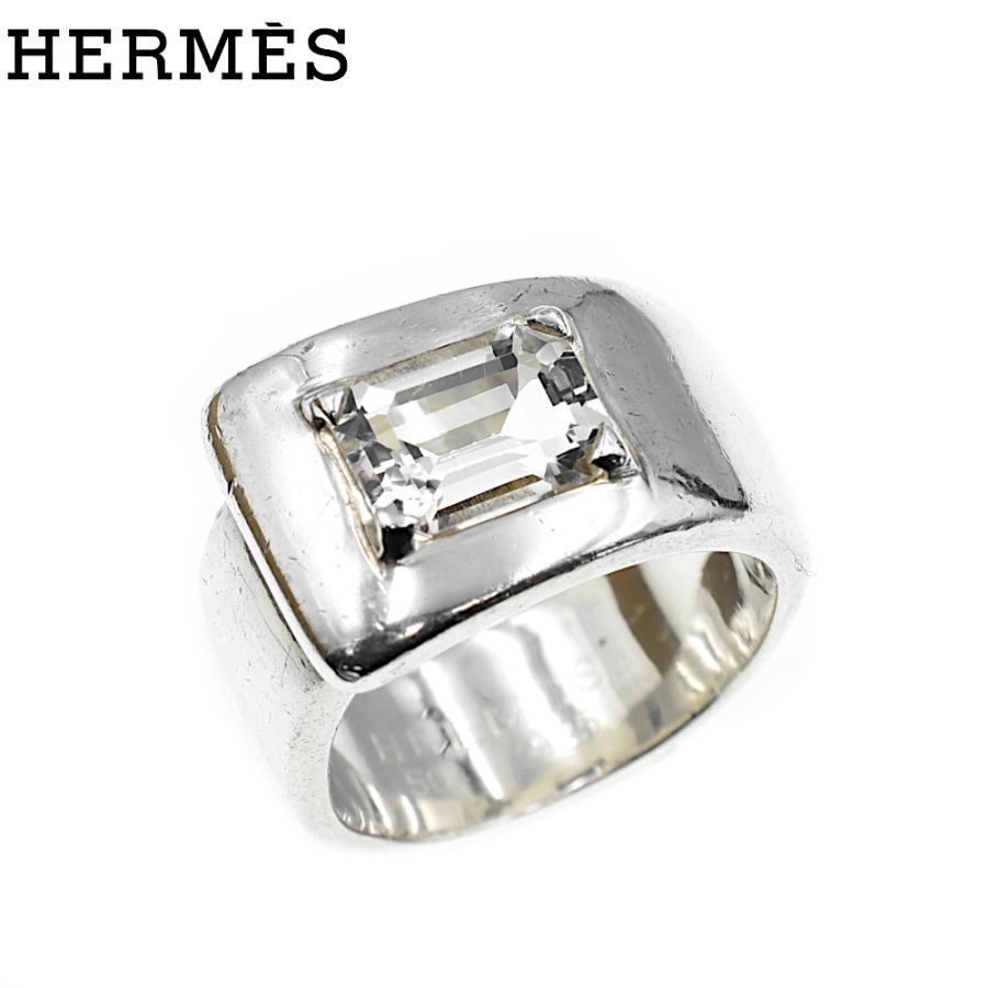 A02548】 HERMES エルメス ヴィンテージ クリアストーン 925 リング 