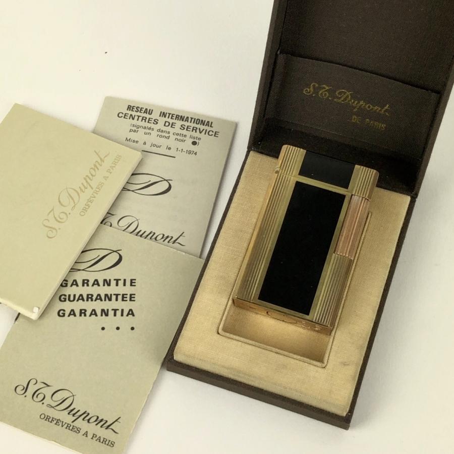 S.T.Dupont デュポン 都彭刻印 ローラーガスライター ゴールド×黒 A45 