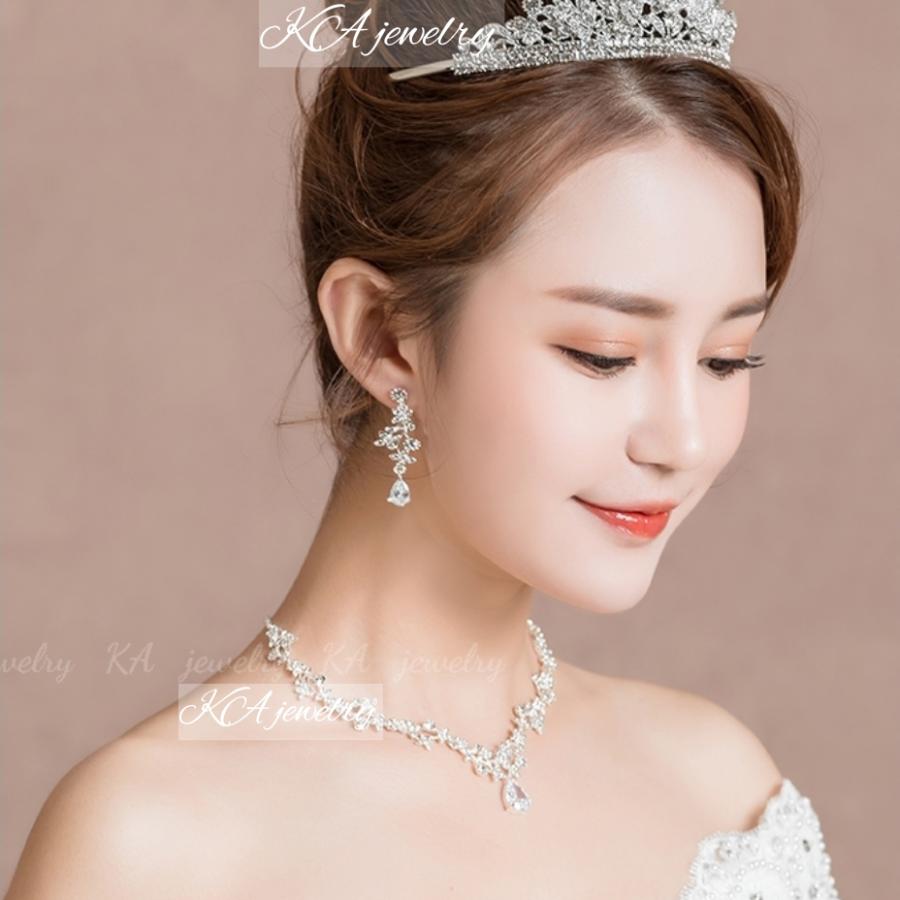 イヤリング ピアス ネックレス 2点セット キュービックジルコニア 結婚