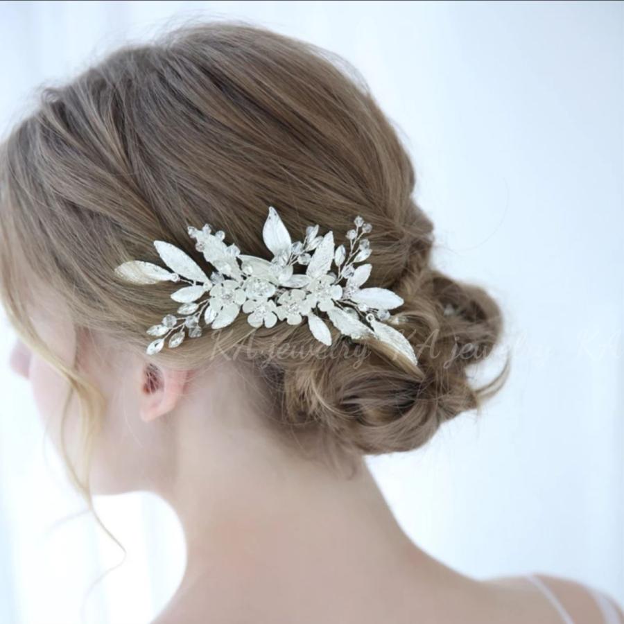 ５５％以上節約 ヘッドドレス ウェディング ヘアアクセサリー シルバー 結婚式 ウエディング 髪飾り コーム ヘッドアクセサリー お花 フラワー  リーフ