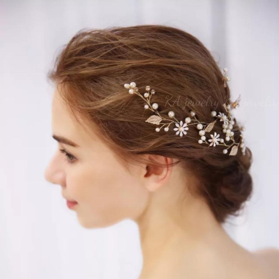 ゴールド ヘッドドレス ウェディング 結婚式 ヘアアクセサリー ウエディング 髪飾り ティアラ ヘッドアクセサリー ボンネ ブライダル カチューシャ｜ry-shop｜03