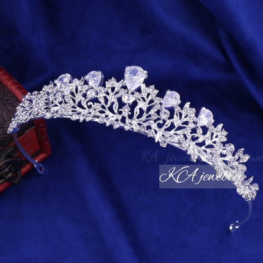 ティアラ ウェディング 結婚式 キュービックジルコニア シルバー ヘアアクセサリー 髪飾り ヘッドドレス ウエディング ジルコン｜ry-shop