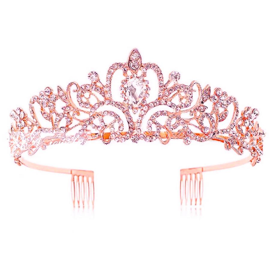 ウェディングティアラ 花嫁 ヘアーアクセサリー 結婚式 ゴールド プリンセス ティアラ | 