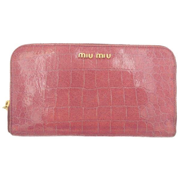 Miu Miu ミュウミュウ クロコ調 エナメル ラウンドファスナー 長財布 中古 1 京都リサイクル王国yahoo 店 通販 Yahoo ショッピング