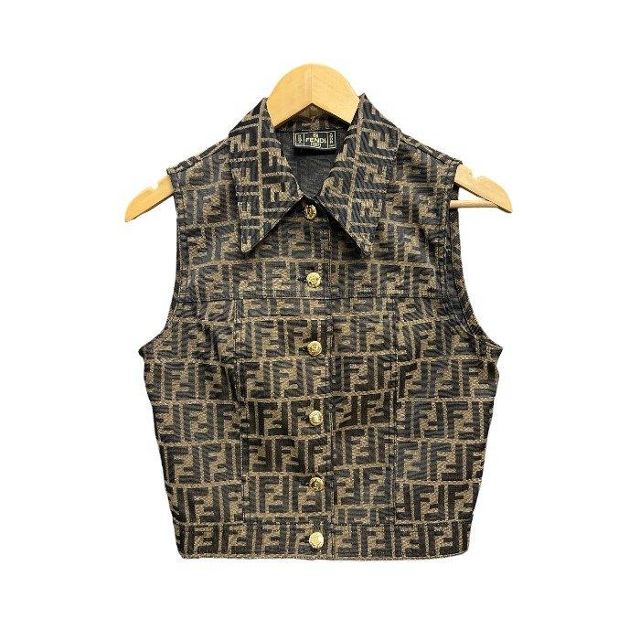 FENDI（フェンディ） ベスト レディース ズッカ柄 金ボタン ブラウン