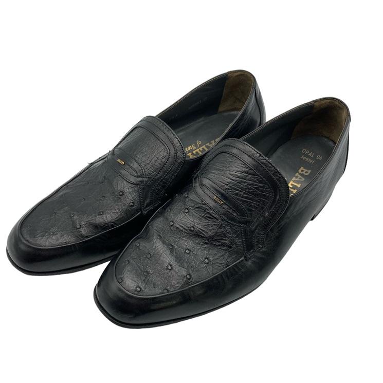 Bally（バリー） 【中古】 オーストリッチ ローファー メンズ ブラック
