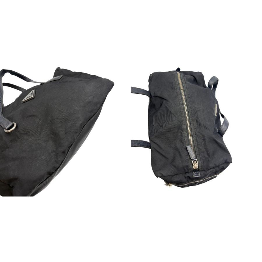 PRADA（プラダ） ミニ ボストンバッグ 三角ロゴ ブラック 中古 W1