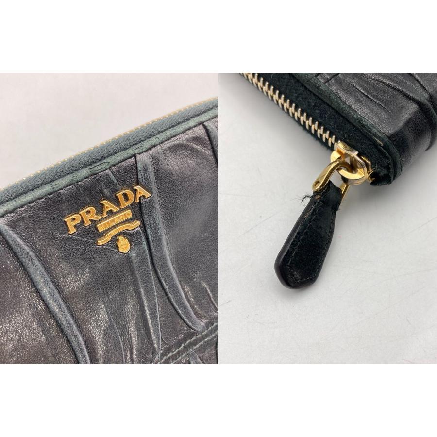 PRADA（プラダ） ナッパゴーフル ラウンドファスナー長財布 中古 D4