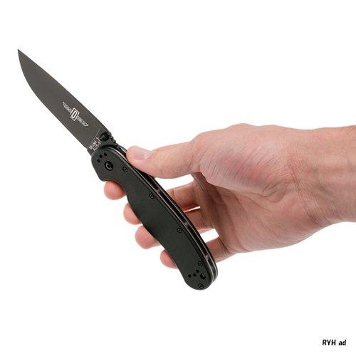 Ontario オンタリオ Rat Folder ナイフ アウトドアナイフ ブラック Black Blade ブラックブレード Plain Knife RAT-1 (ラット 1) # 8846 - 正規品-｜ryh-ad-yaf｜05
