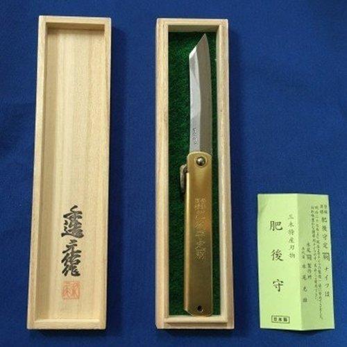 肥後守 (ひごのかみ) ナイフ 特選 多層鋼 青紙 鍛造 (特大 桐箱入 