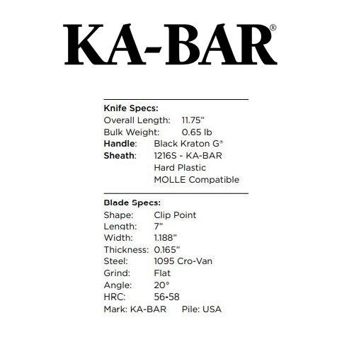 KA-BAR ケーバー ミリタリーファイティングナイフ Utility ユーティリティ ハンティング アウトドア ナイフ 直刃 ブラック [1213]  -正規輸入品-｜ryh-ad-yaf｜06