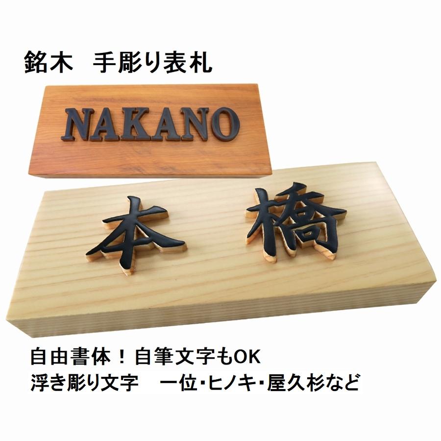 表札 木製 国産銘木 手作り おしゃれ 風水 開運 書体フリー 自筆文字ok 浮き彫り 浮き文字 浮き貼り文字 既定書体も書道の自筆文字も手彫り 表札タイプf Hy F 表札と木彫りインテリア 良木生活 通販 Yahoo ショッピング